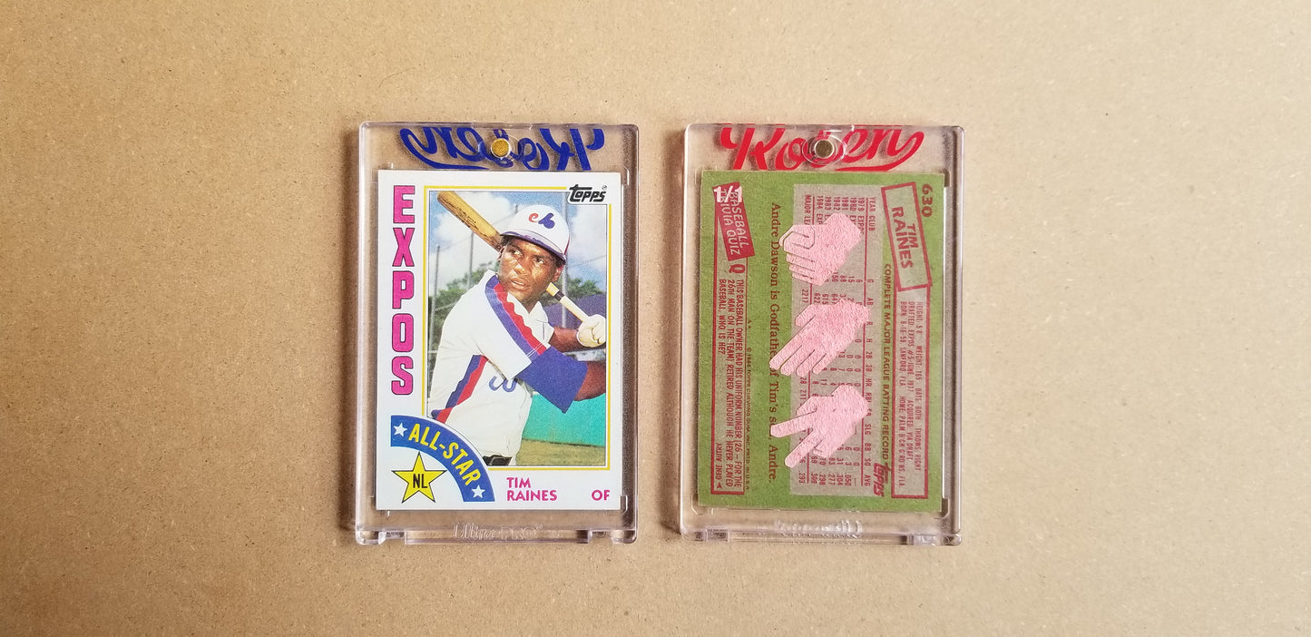 Baseball card art by Matthew Lee Rosen (aka Matthew Rosen) - Gum Stick Collector Cards - Tim Raines (Rock, Paper, Scissors)