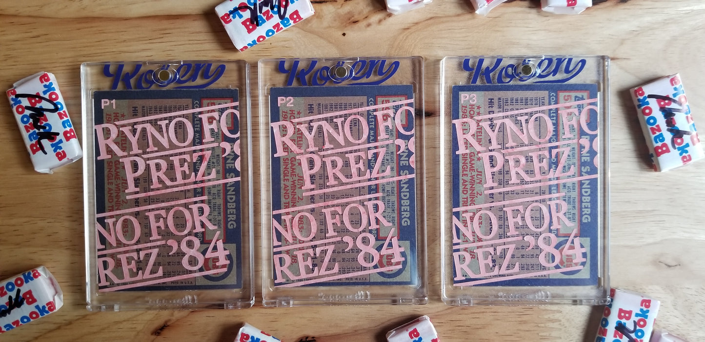 Baseball card art by Matthew Lee Rosen (aka Matthew Rosen) - Ryno for Prez ’84