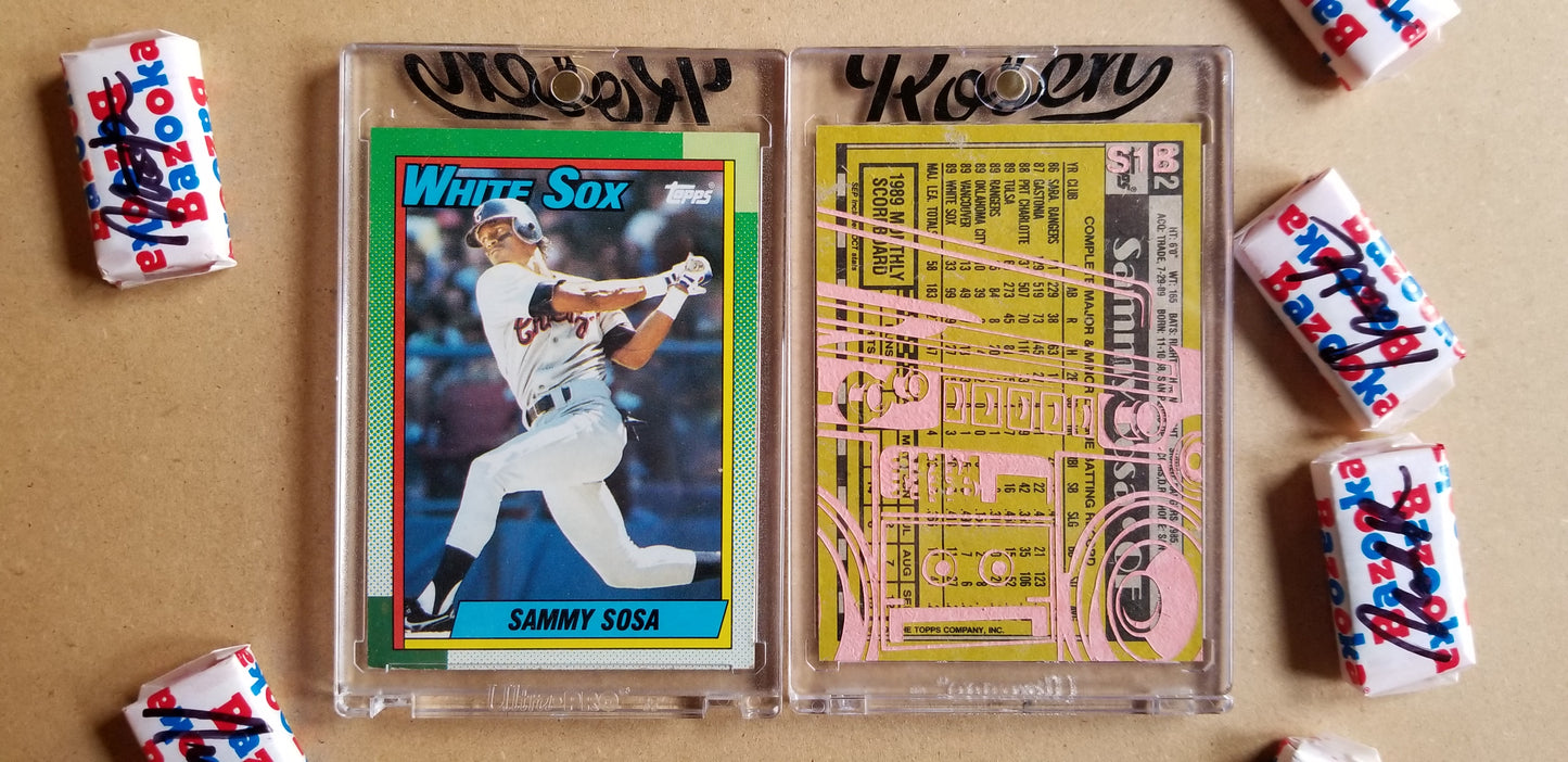 Baseball card art by Matthew Lee Rosen (aka Matthew Rosen) - Sammy Sosa Boombox (Diptych)