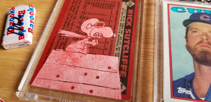 Baseball card art by Matthew Lee Rosen (aka Matthew Rosen) - Rick Sutcliffe and Snoopy Red Baron