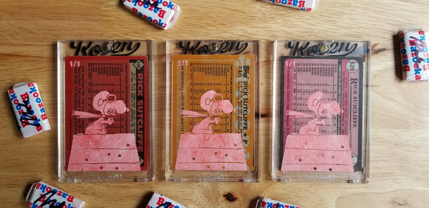 Baseball card art by Matthew Lee Rosen (aka Matthew Rosen) - Rick Sutcliffe and Snoopy Red Baron