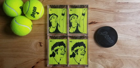 Tennis ball art by Matt Rosen - Serena Williams and John McEnroe