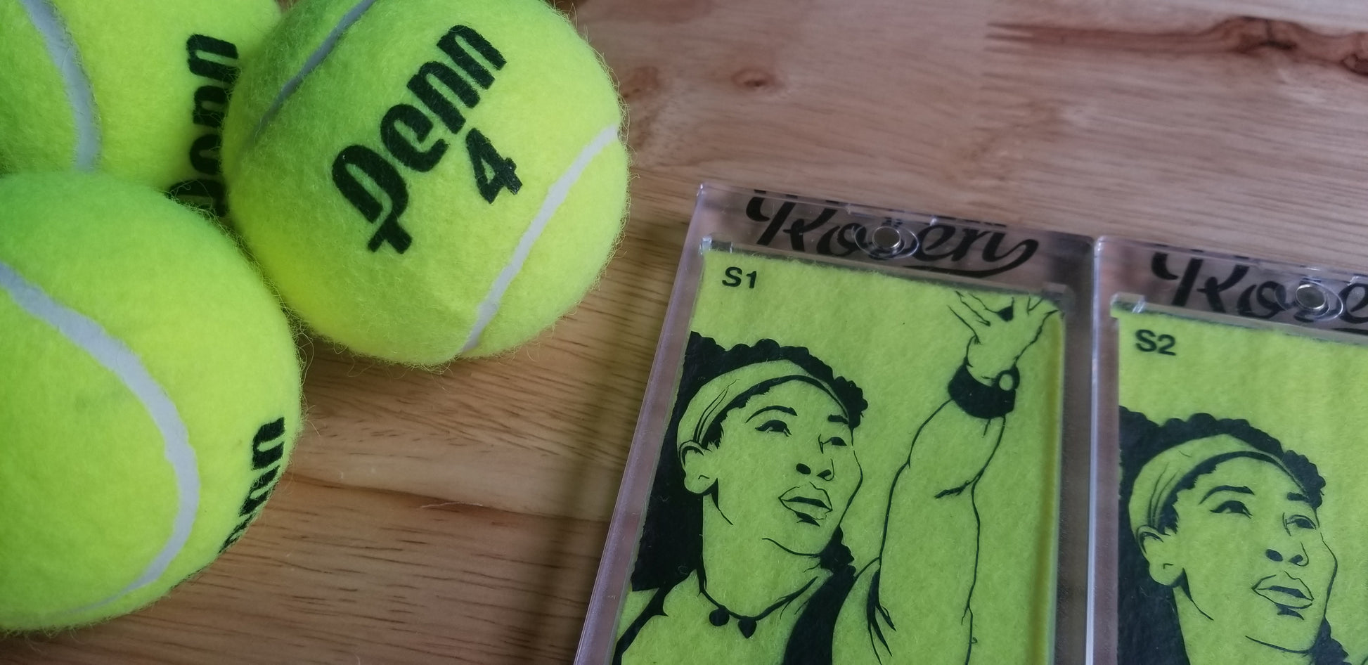 Tennis ball art by Matt Rosen - Serena Williams and John McEnroe