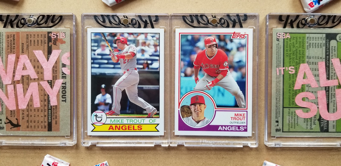 Baseball card art by Matthew Lee Rosen (aka Matthew Rosen) - Mike Trout Always Sunny (Diptych)