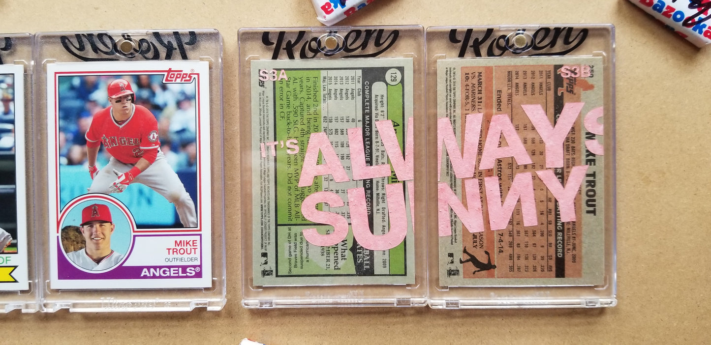 Baseball card art by Matthew Lee Rosen (aka Matthew Rosen) - Mike Trout Always Sunny (Diptych)