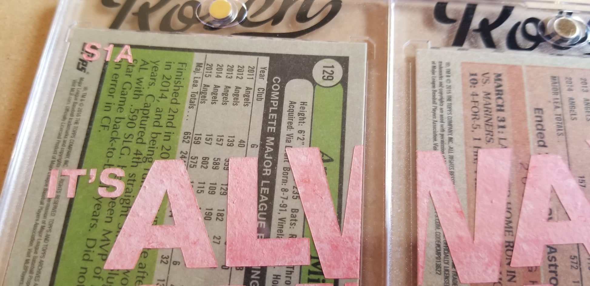 Baseball card art by Matthew Lee Rosen (aka Matthew Rosen) - Mike Trout Always Sunny (Diptych)