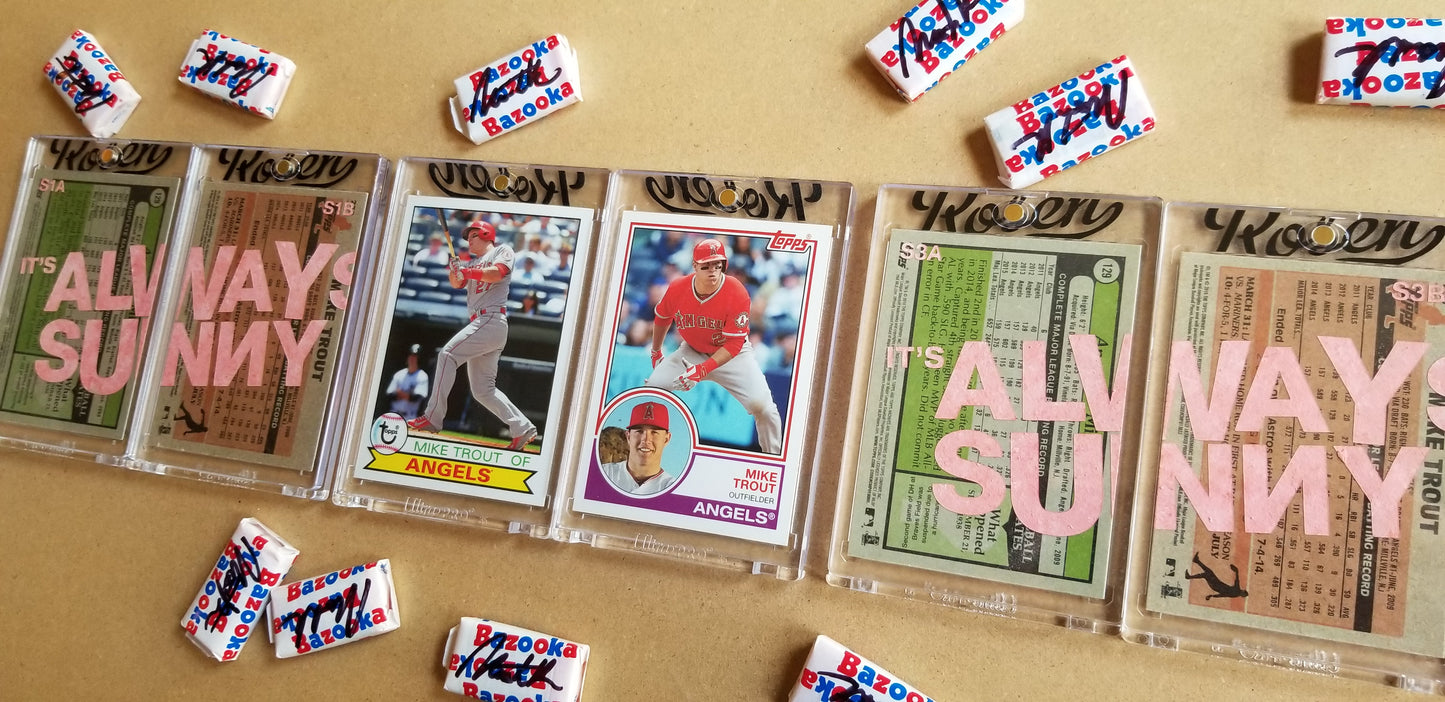 Baseball card art by Matthew Lee Rosen (aka Matthew Rosen) - Mike Trout Always Sunny (Diptych)