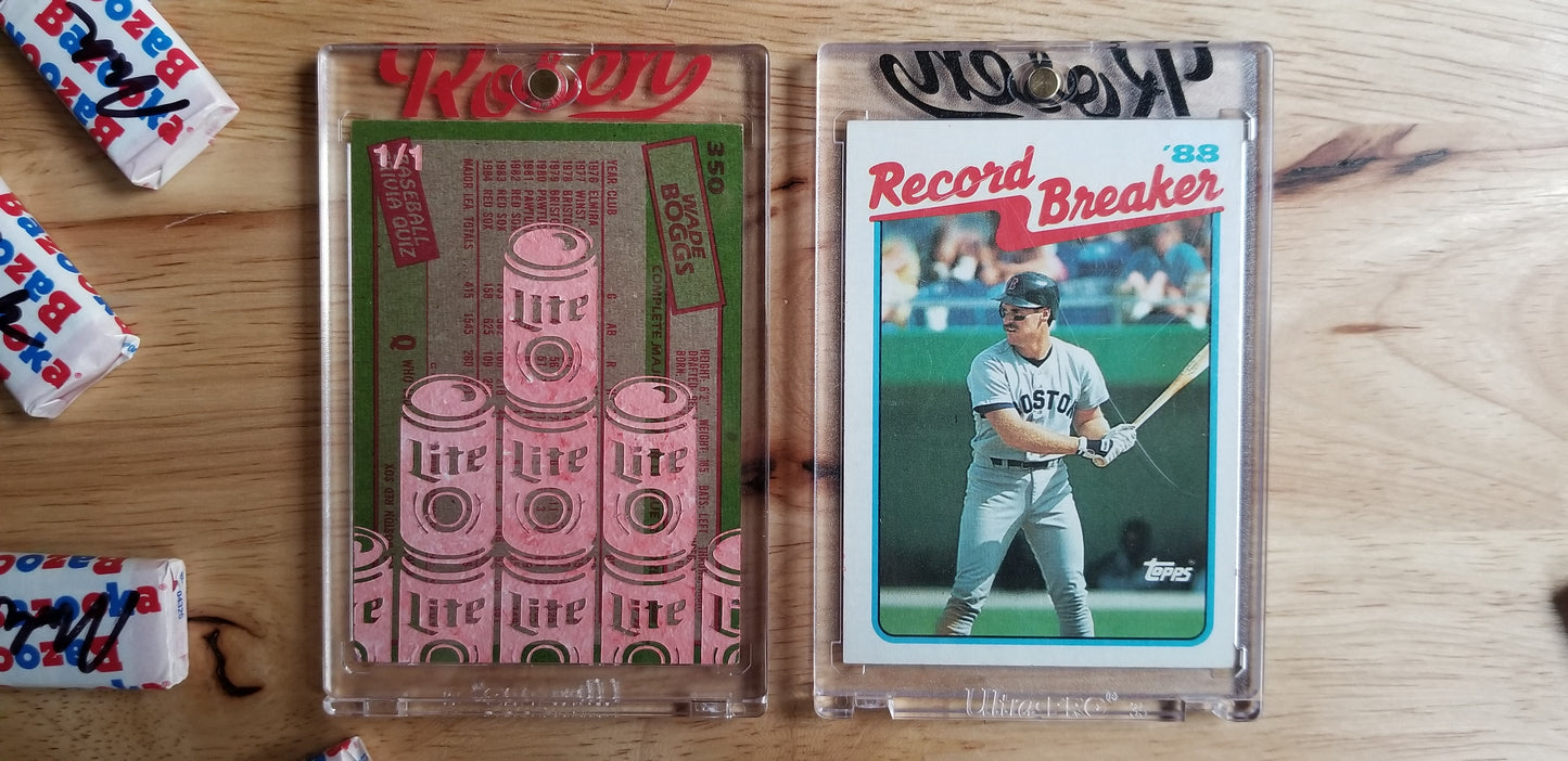 Baseball card art by Matthew Lee Rosen (aka Matthew Rosen) - Gum Stick Collector Cards - Wade Boggs Lite Beer