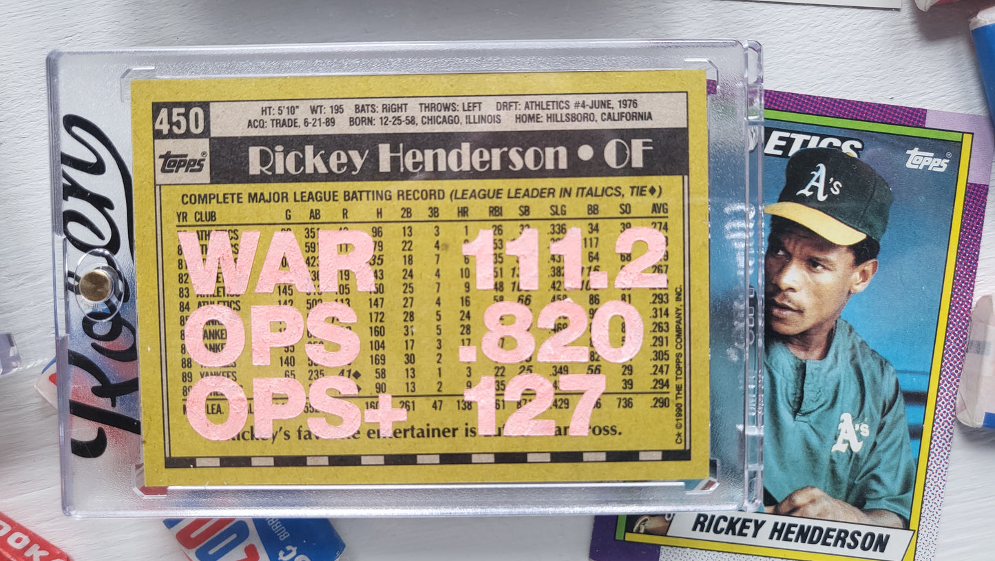 Matthew Lee Rosen 1990 Topps Rickey Henderson gum