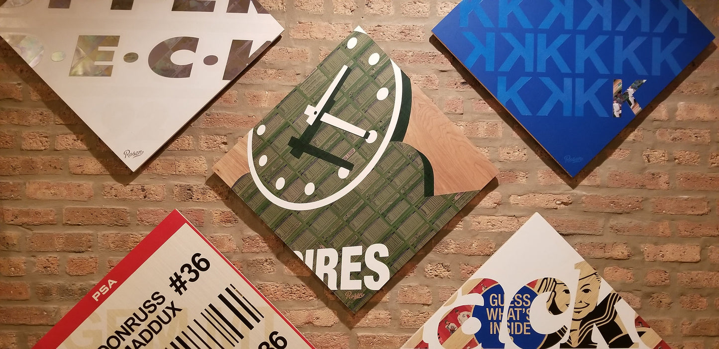 Baseball card art by Matthew Lee Rosen (aka Matthew Rosen) - Wrigley Field Scoreboard Clock (1982 Topps)