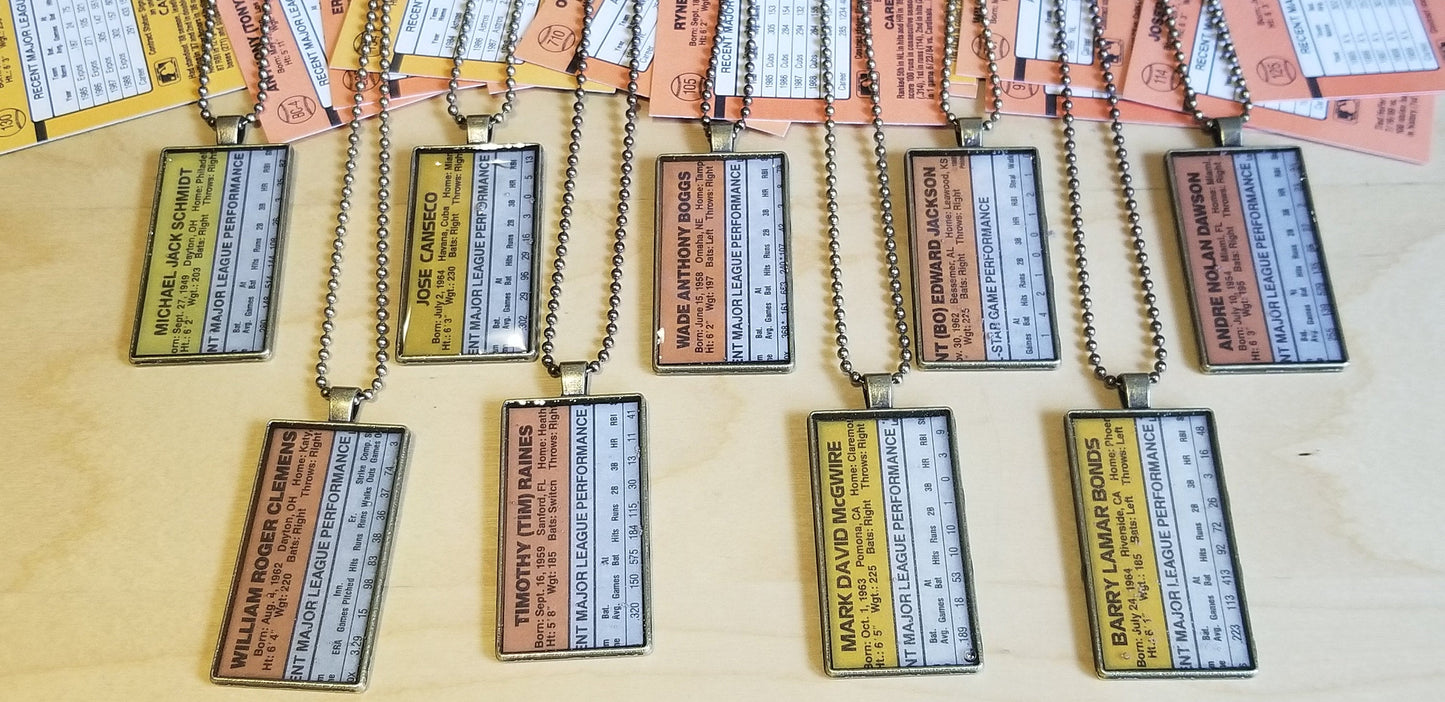 1987-90 Donruss baseball card necklaces by Matthew Lee Rosen