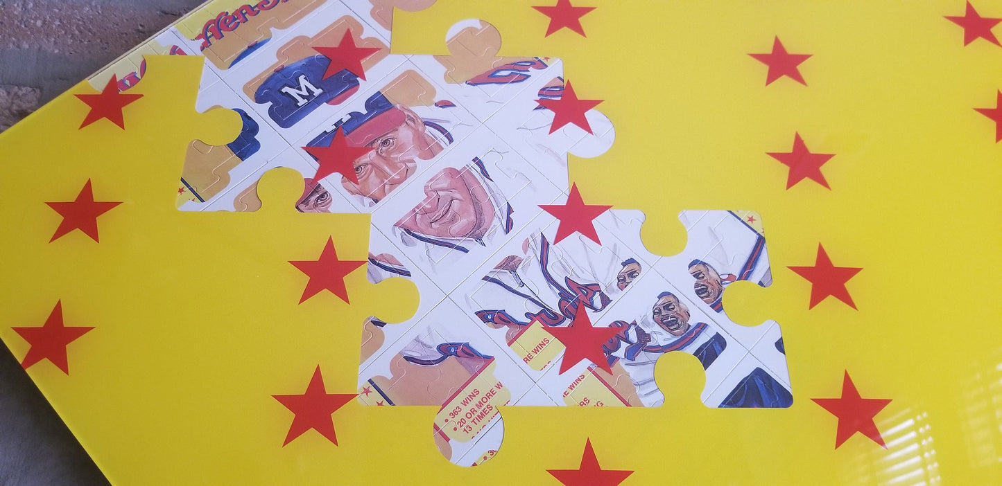 Baseball card art by Matthew Lee Rosen (aka Matthew Rosen) - Warren Spahn '88 Diamond King Puzzle