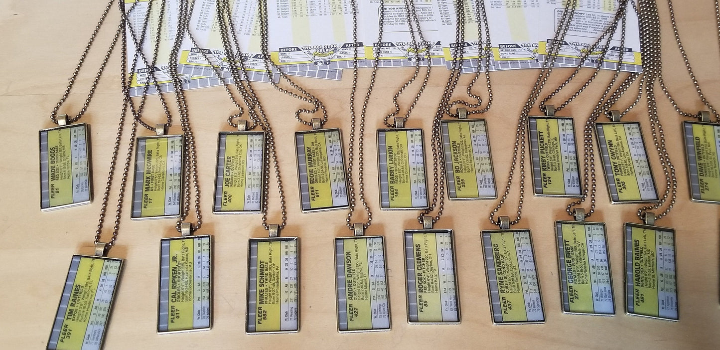 1989 Fleer baseball card necklaces by Matthew Lee Rosen